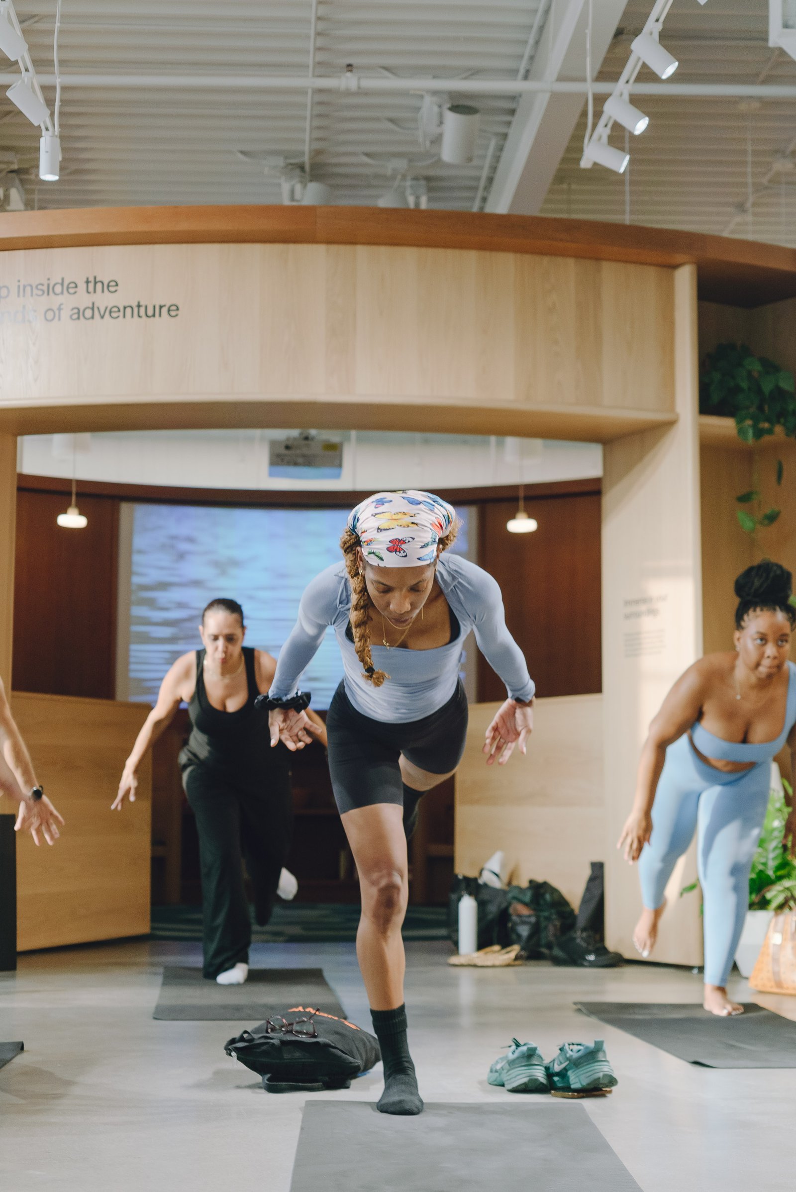 Leading a sprinter-lunge movement sequence for the group